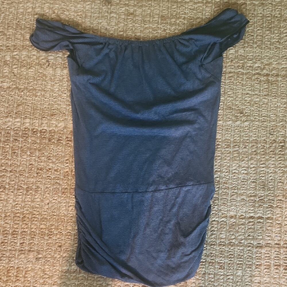 Blue Off-Shoulder Sleeve Rouched Goth Grundge Medium Comfy Bodycon Mini Dress
